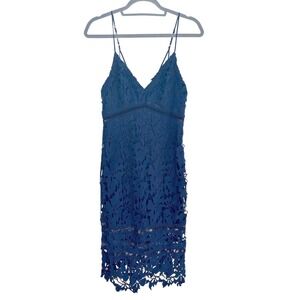ASTR the Label Navy Blue Lace V Neck Mini‎ Dress, Partially Lined, Sz Small